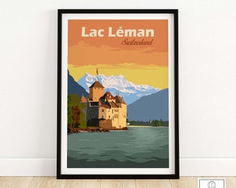 Lac Léman Switzerland Art Print | Lac Léman Poster | Swiss Wall Art
