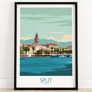 Kroatien Split Poster Druck | Kroatien Wandkunst | Kroatien Reise Poster | Split Kroatien Geschenk | Kroatische Wohnkultur | Gerahmter und ungerahmter Druck