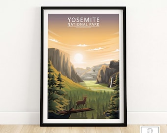 Yosemite-Poster | Nationalpark-Druck | Yosemite Reise Posterdruck | Yosemite-Geschenkidee