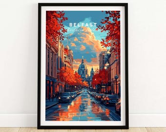 Belfast Wall Art Print Northern Ireland Poster Belfast Poster Artwork Travel Home Decor Home Wall Art Belfast Gift Illustration Belfast