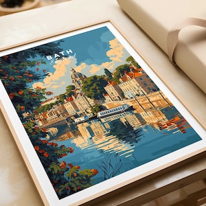 Bath Travel Poster England Wall Art Print Travel Poster Home Decor Artwork Poster Gift Digital Illustration Artwork Home Art Lover Print