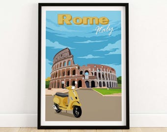 Muurkunst Rome | Reisafdruk Rome | Reisposter Rome | Italië reisposterafdruk | Kunst Rome | Ingelijste en ingelijste print | Cadeau-idee Rome