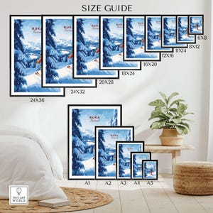 Ruka Ski Resort Art Print Skiing Wall Art Finland Winter Sports Artwork ...