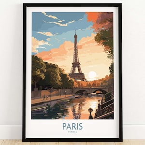 Impresión artística de París / Póster de viaje a Francia / Regalo de cumpleaños / Regalo de aniversario de bodas / Impresión artística