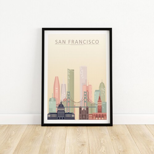 San Francisco Print City Skyline Art Print San Fran Poster Etsy