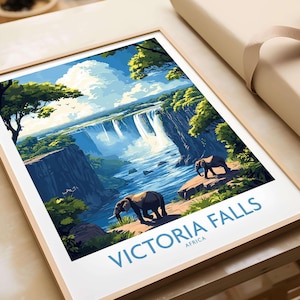 Victoria Falls Travel Poster Victoria Falls Wall Art Print Victoria Falls Poster Wall Decor Illustration Victoria Falls Art Gift