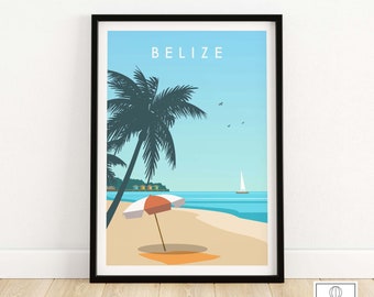 Belize Print | Caribbean Wall Art | Beach Poster | Belize Gift