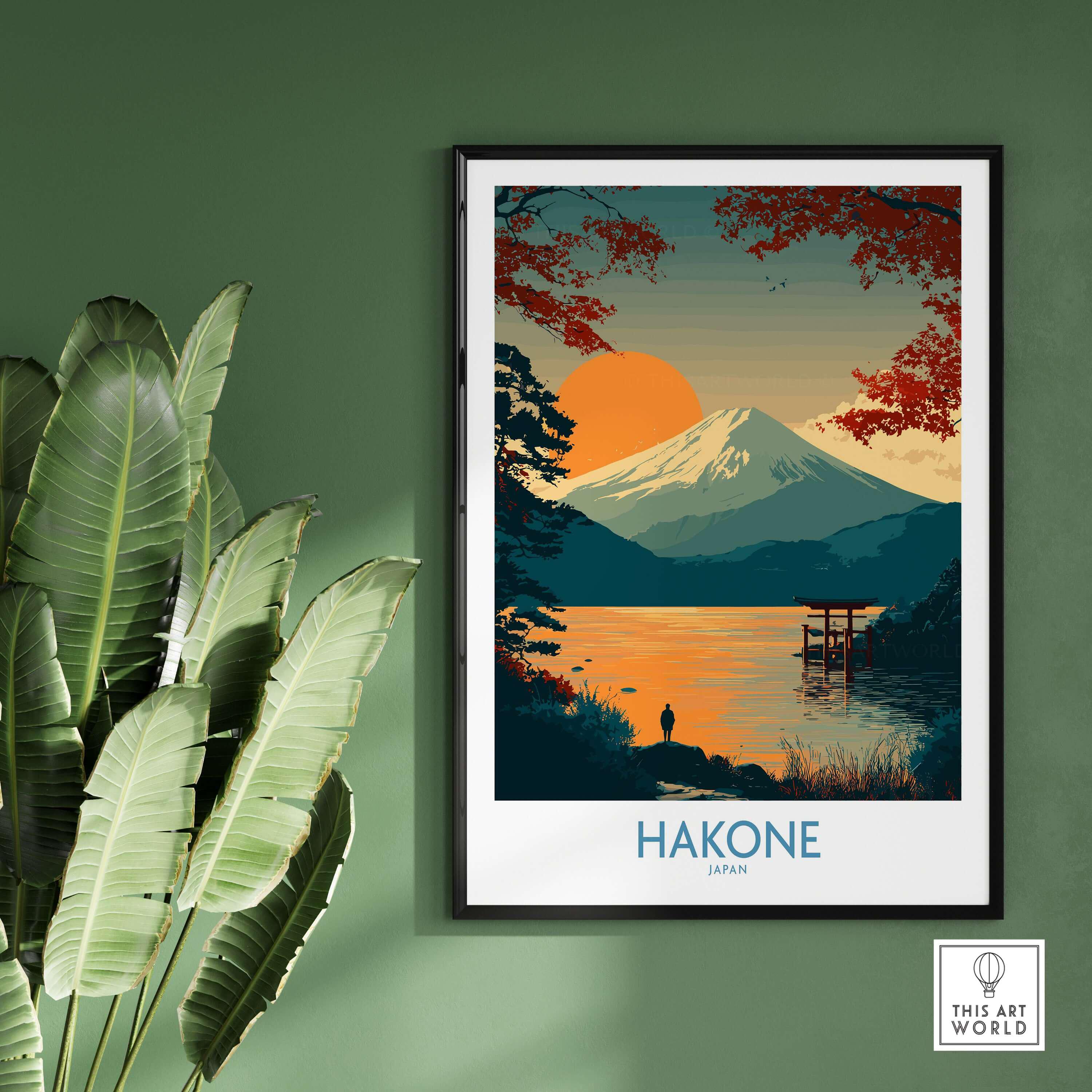 Hakone Japan Wall Art, Lake Ashi Print, Vintage Style Poster