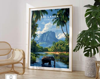 Sri Lanka Wildlife Poster - South Asia Landscape Art, Elephant