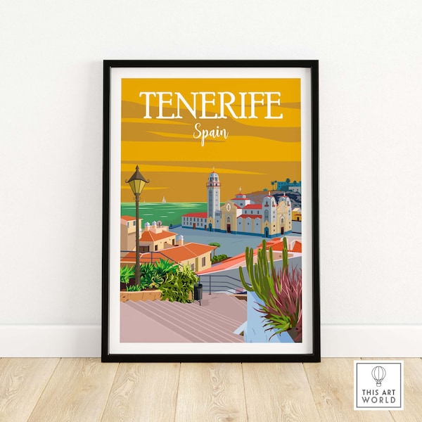 Tenerife Wall Art | Spain Art Print | Vintage Travel Poster | Tenerife Gift | Canary Island Print | Spanish Wall Decor Art