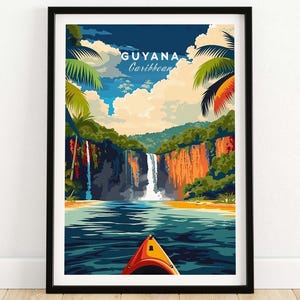 Guyana Poster Guyana Wall Art Print Caribbean Travel Poster Caribbean Guyana Artwork Poster Gift Guyana Illustration Art Lover Print