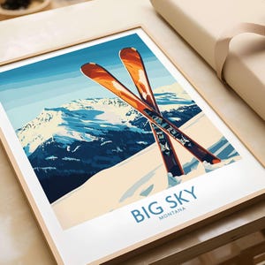 Big Sky Poster Montana Ski Wall Art Big Sky Ski Lodge Print Home Decor Ski Room Art Family Gift Montana Gift Big Sky Winter Sports Art