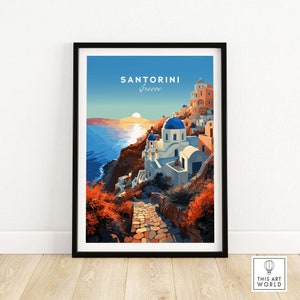 Santorini Print | Birthday present | Wedding Anniversary Gift | Greece Travel Poster | Santorini Wall Art