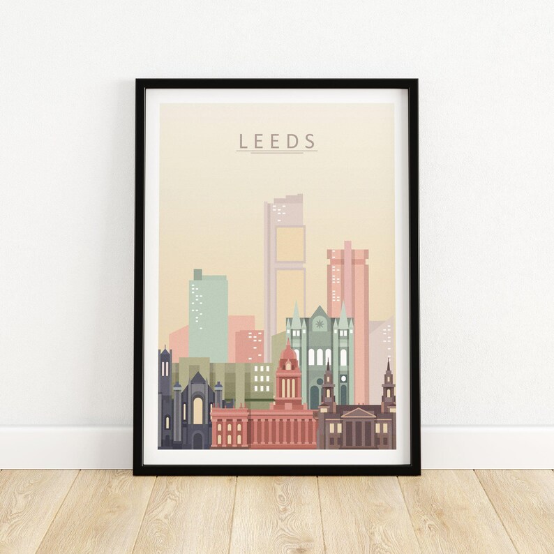 Leeds Print Leeds Skyline Wall Art Leeds UK Poster Leeds Etsy