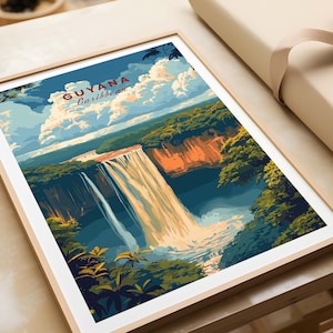 Guyana Art Print Guyana Wall Art Print Caribbean Travel Poster Caribbean Guyana Artwork Poster Gift Guyana Illustration Art Lover Print