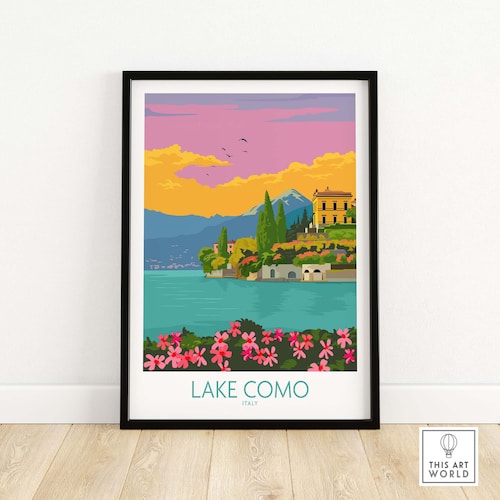 Lake Como Retro Poster Design Lake Como Wall Art Home Etsy Australia
