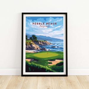Pebble Beach Golf Print - Vintage California Golf Links Wall Art, Coastal Golf Course Decor, Sports Gift for Golfers