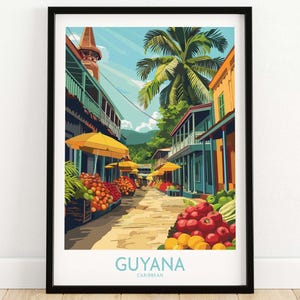 Caribbean Guyana Poster Stunning Wall Art Souvenir from the Tropics