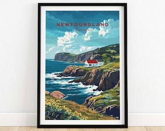 Póster de la costa de Terranova, impresión, decoración de pared, regalo, arte de viaje a Canadá