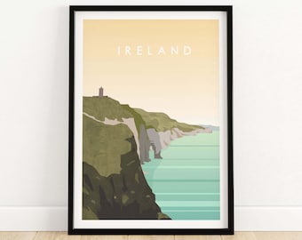 Ireland Poster Print | Irish Wall Art Travel Poster | Wall Decor | Cliffs of Moher | Framed and Unframed Art | Irish gift