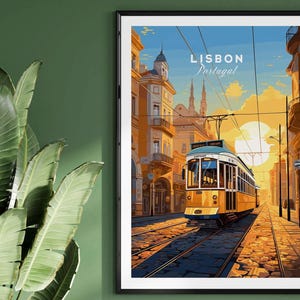 Lisbon Print with Tram | Portugal Travel Poster | Birthday present | Wedding anniversary gift | Art Print