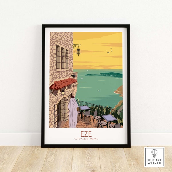 Eze France Print | Eze France Travel Poster | Côte d'Azur Print | Côte d'Azur Wall Art Poster | Eze France Gift | Framed & Unframed Print