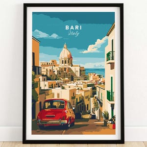 Bari Poster Print Puglia  Italy Travel Poster Bari Artwork Poster Gift Italy Home Decor Bari Illustration Art Lover Italy Print