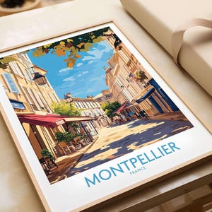 Poster de voyage Montpellier Impression d'art mural Montpellier Poster Montpellier Illustration de décoration murale Montpellier Art cadeau France