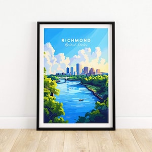 Richmond Virginia Wall Art Print Poster Richmond Wall Decor Richmond Art Lovers Gift Richmond Virginia Illustration Virginia  Art Gift