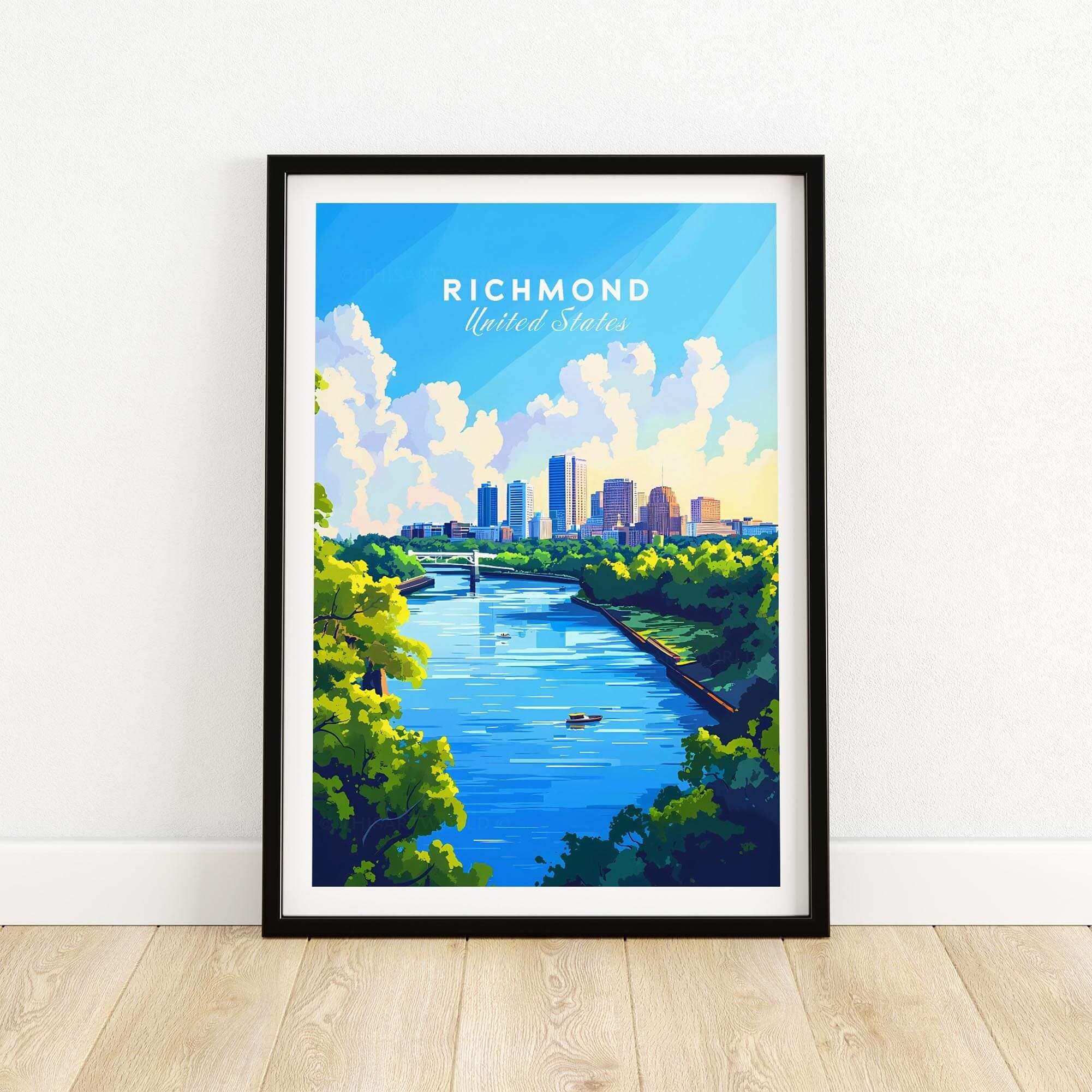Richmond Virginia Wall Art Print Plakat Richmond Wall Decor Richmond Art Lovers Prezent Richmond Virginia Illustration Virginia Art Gift