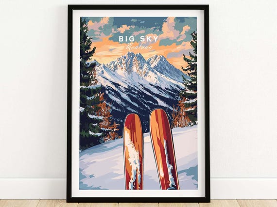 Big Sky Wall Art Ski Print Big Sky Poster Big Sky Ski Resort