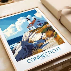 Connecticut Travel Poster Connecticut Wall Art Print Connecticut Poster Wall Decor Illustration Connecticut Art Gift