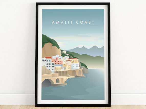 Amalfi Coast Print | Travel Poster Italy | Amalfi Coast Wall Art | Amalfi Print Italian Coast Wall Decor Art