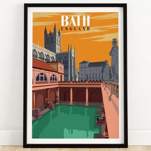 Bath England Print | Bath City Wall Art Poster | Bath Skyline | Framed & Unframed Artwork | Bath Somerset Gift Idea