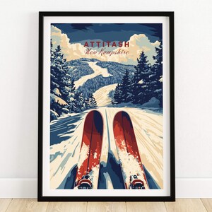 Attitash Wall Art Print New Hampshire poster Attitash Ski Resort poster wintersport artwork avontuur Home decor skiën muur kunst cadeau skiër