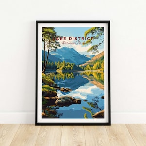 Lake District Wall Art Print Travel Poster Home Decor Artwork Poster Gift Digital Illustration Home Art Lover Print