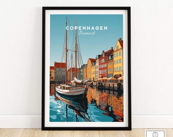 Copenhagen Travel Poster Print | Birthday present | Wedding anniversary gift