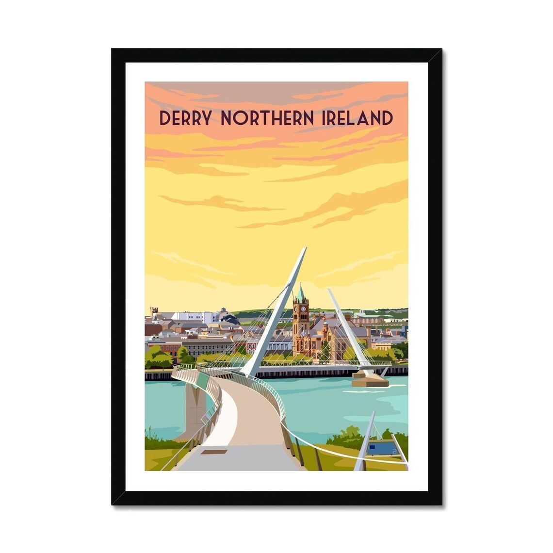 Derry Poster Print Londonderry Wall Art Northern Ireland Etsy