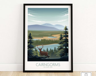 Cairngorms National Park Poster | Art Print | Scottish Highlands Travel Poster | Nature Print Framed & Unframed Wall Art | Home Decor Gift