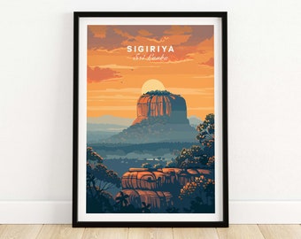 Sri Lanka Sigiriya Poster - Asia Travel Print Home Decor Gift Wanderlust Gallery Wall Art