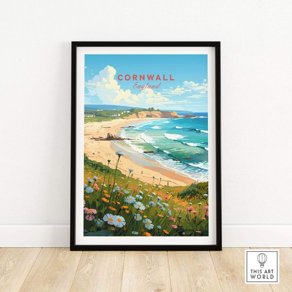 Cornwall Art Print Cornwall Travel Poster Gift for Cornwall Home Decor Cornwall Birthday present Cornwall Wedding Anniversary Illustration