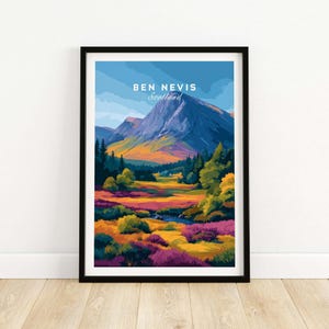 Ben Nevis Scotland Poster Autumn Mountain Landscape Wall Art Print Gift for Hikers Nature Decor
