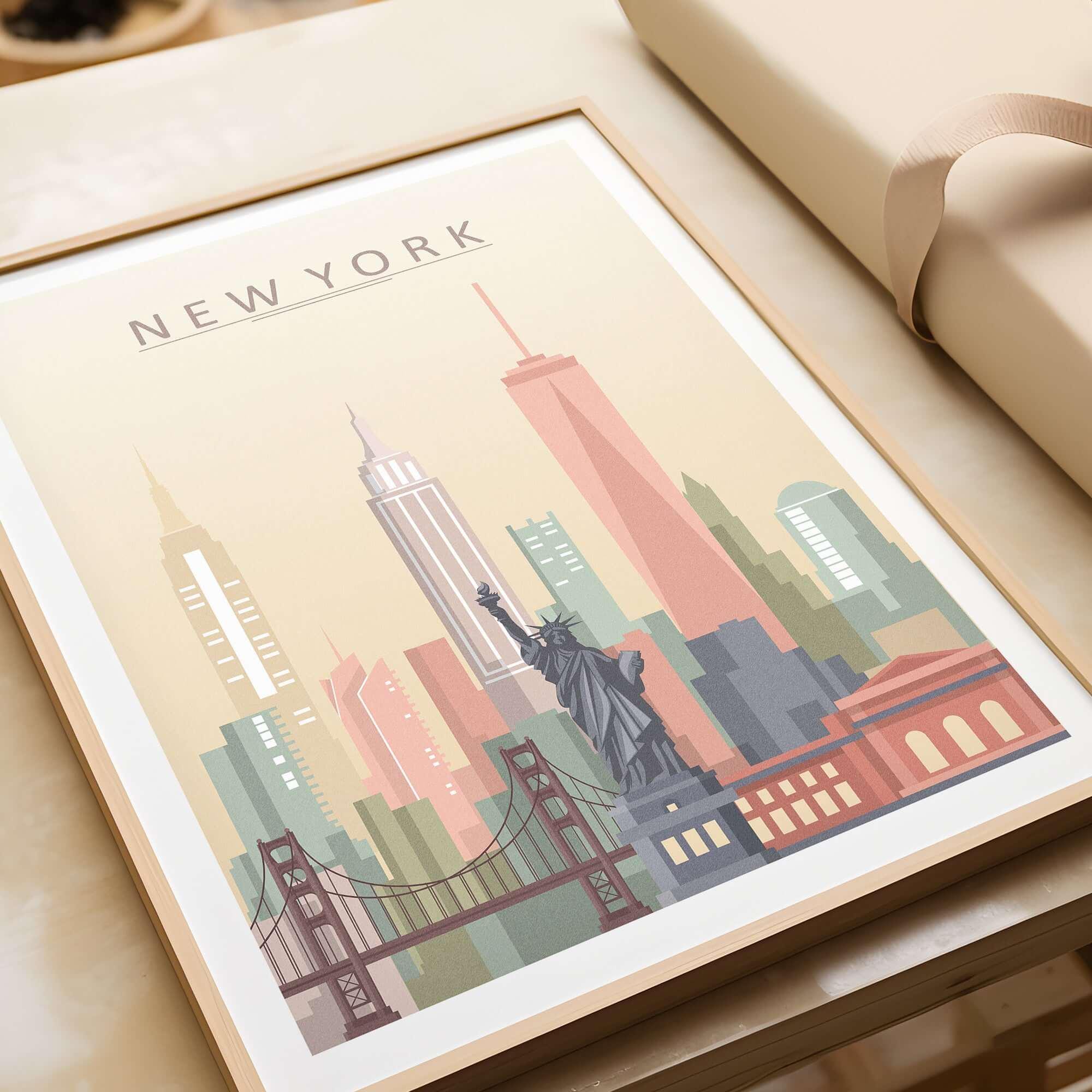 New York Skyline Print | Wall Art Poster | New York City Wall Art | NY ...