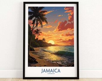 Arte de pared de Jamaica / Póster de decoración del hogar Regalo / Regalo de cumpleaños / Regalo de aniversario de bodas / Impresión de arte de pared