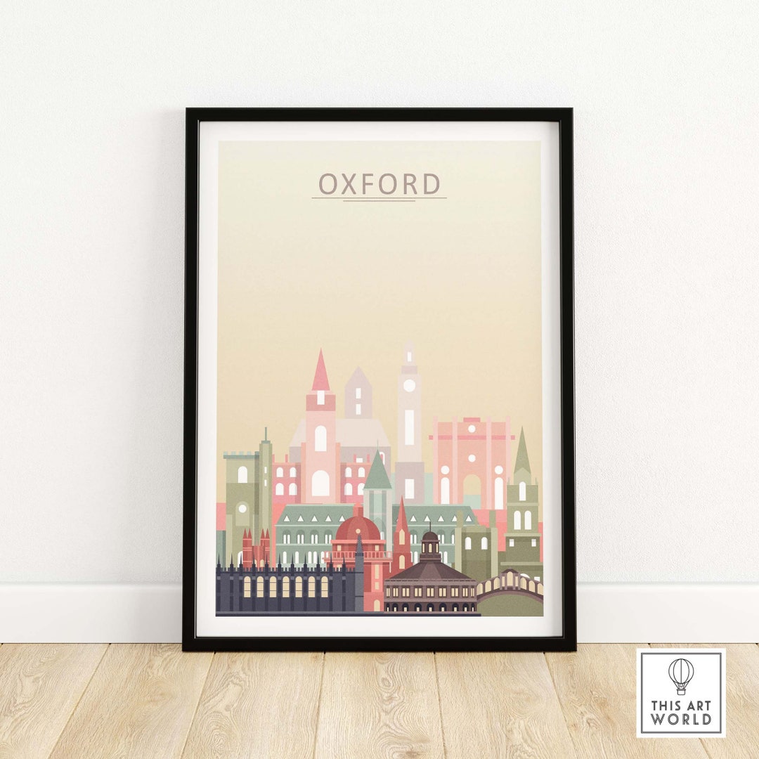 Oxford Skyline Print Oxford City Wall Art Poster Cityscape Etsy