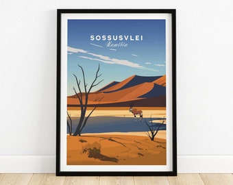 Sossusvlei Namibia Wall Art Art Print Travel Print Home Décor Poster Gift Digital Illustration Artwork