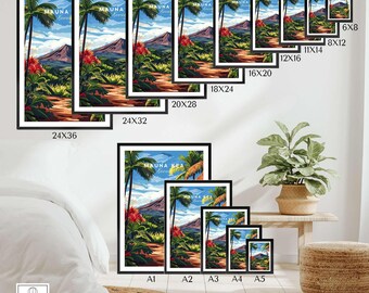 Hawaii Landscape Wall Art - Mauna Kea Mountain Print, Tropical