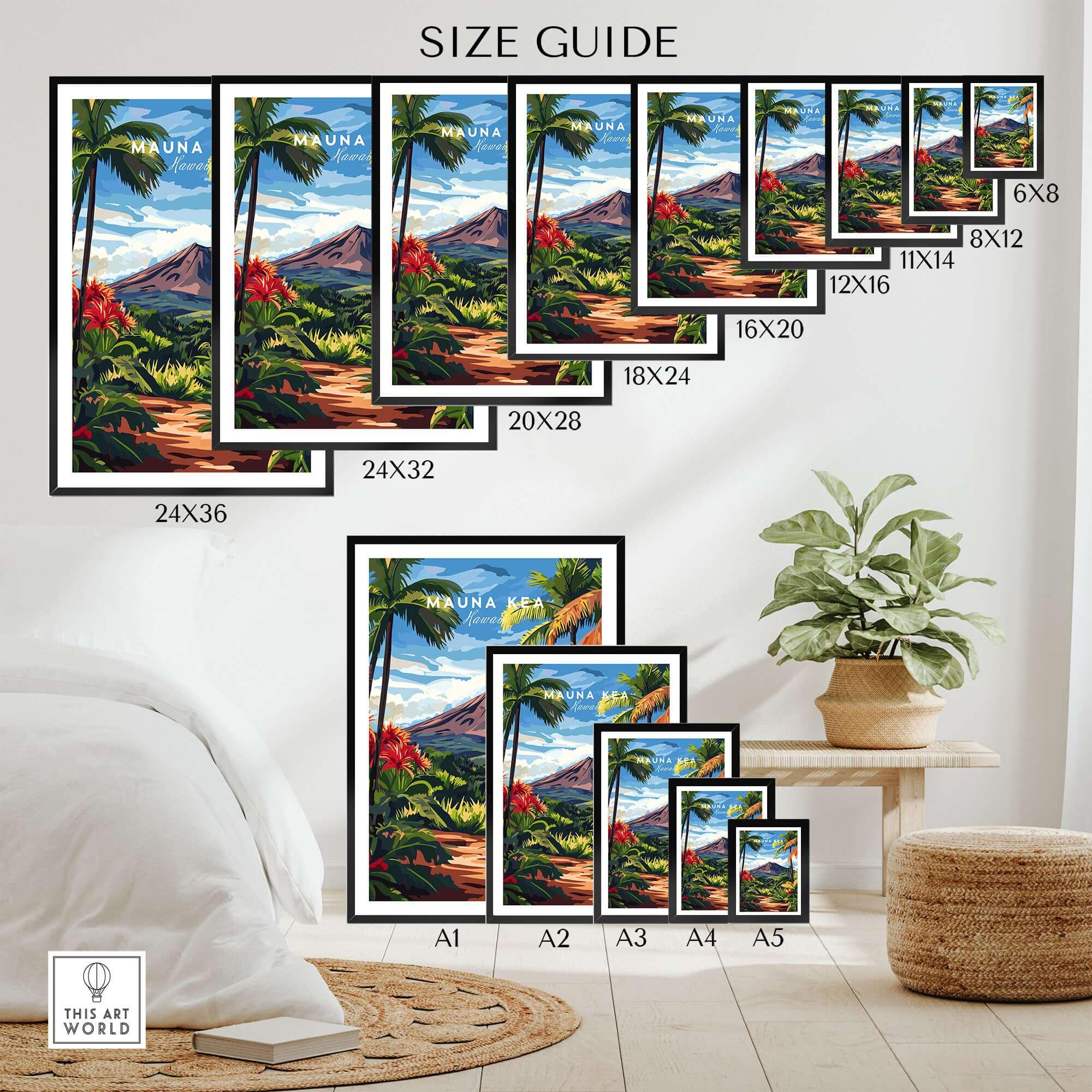 Hawaii Landscape Wall Art - Mauna Kea Mountain Print, Tropical