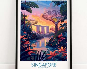 Singapore Wall Art Poster Travel Print Singapore Wall Decor Home Art Gift Singapore Art Lovers Gift Marina Bay Sands