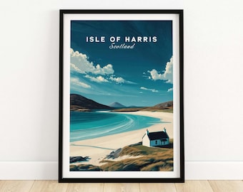 Isle of Harris Scotland Beach House Seascape Poster - Remote Scottish Isle Print